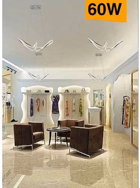 Lampadario a sospensione LED Trade Shop con design intrecciato a fiocco, colore argento e bianco, 60W CCT con 3 colorazioni di luce, modello A59-a3c