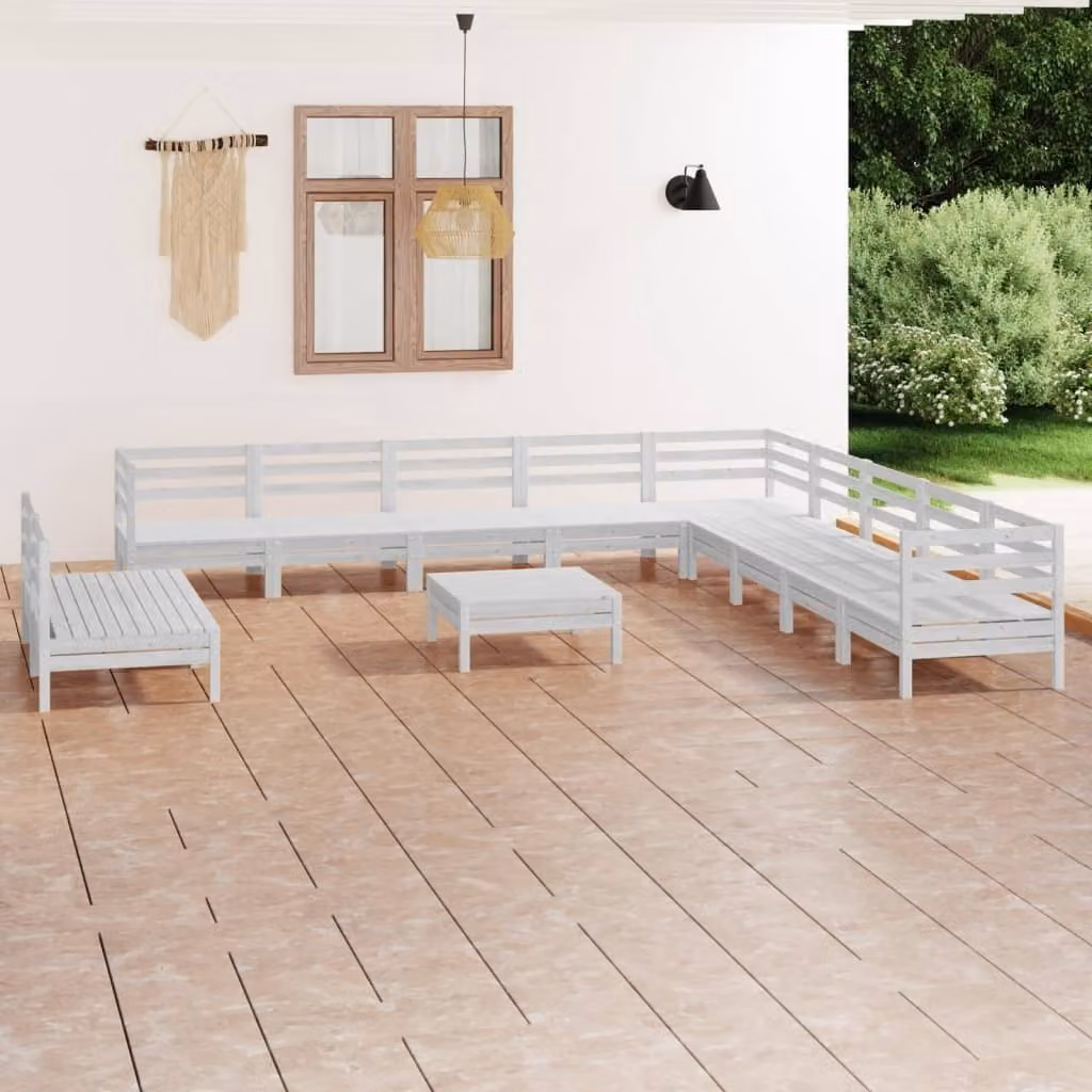 Maison Exclusive - Set Salotto da Giardino 12 pz in Legno Massello di Pino Bianco