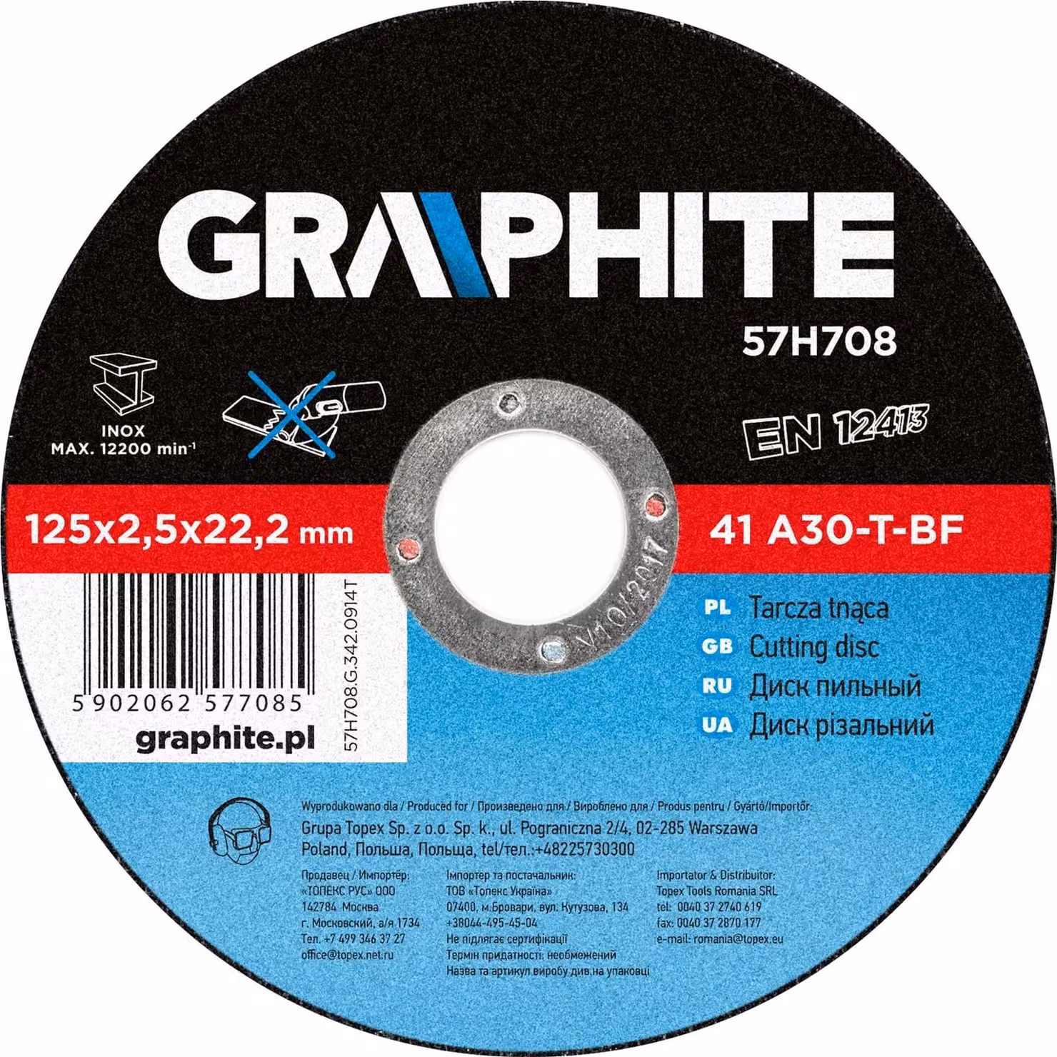 GRAPHITE Mola per metallo 125 x 2,5 x 22,2 mm, 41 A30-T-BF