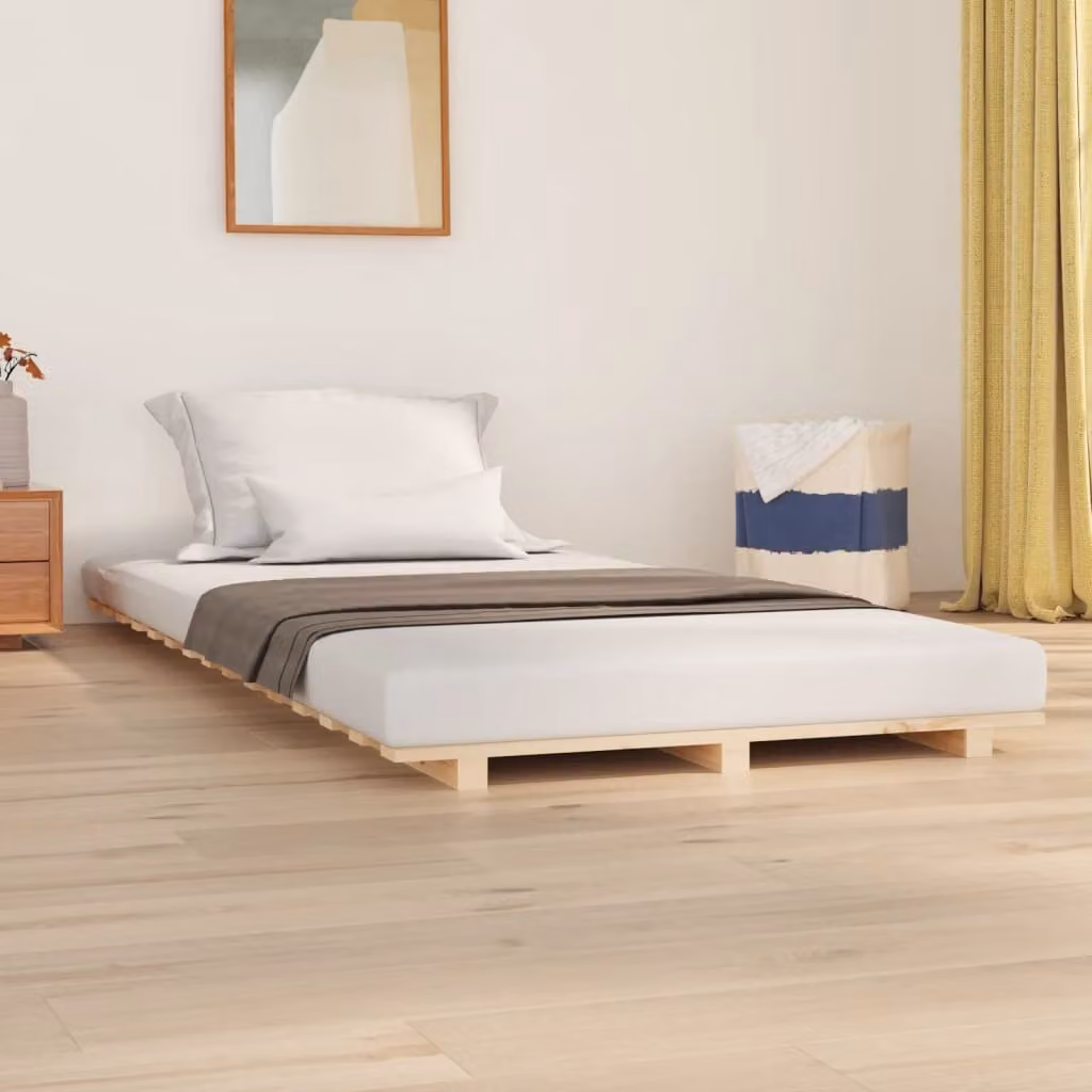 The Living Store Letto in legno massiccio 100x200 cm pino
