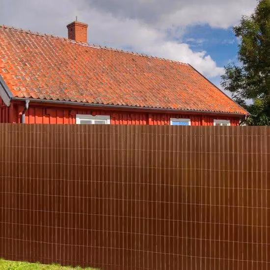 Recinzione per esterni in PVC-G, altezza 1,8 metri, lunghezza 3 metri, ideale per garantire privacy, adatta per giardino e balcone, colore marrone