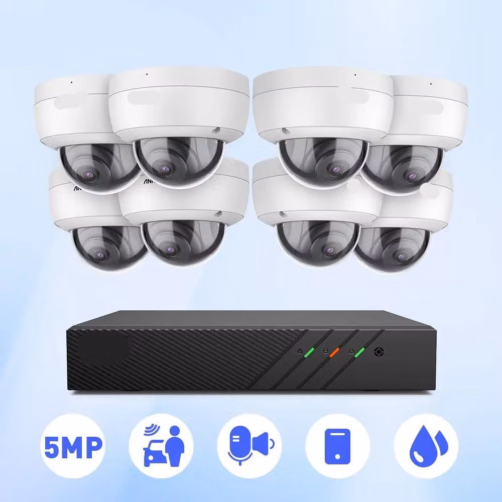 Sistema di videosorveglianza - Telecamera da 5MP - Registratore video in rete (NVR) - Tecnologia PoE - Per uso esterno - Grado di protezione IP67 (resistente all'acqua)