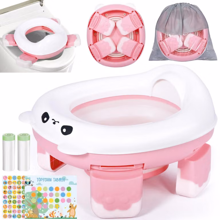 Sedile per WC pieghevole per bambini, rosa, antiscivolo, di dimensioni compatte, ideale per i viaggi