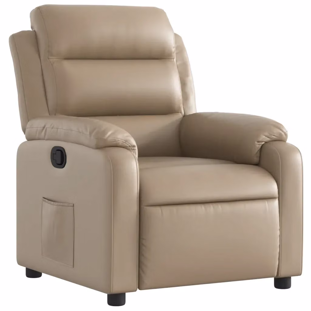 Poltrona Reclinabile Relax vidaXL in Similpelle Beige con Braccioli e Struttura in Legno e Metallo – 2