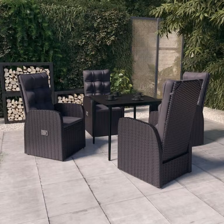 Maison Exclusive - Set da pranzo da giardino a 5 pezzi con cuscini, nero
