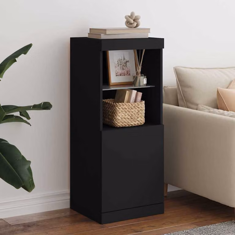 Credenza moderna vidaXL con luci LED nera L 41 cm, P 37 cm, H 100 cm