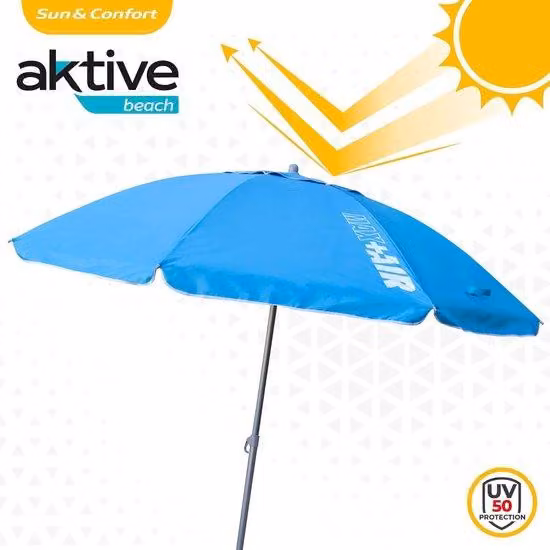 Ombrellone da spiaggia di grandi dimensioni, resistente alle intemperie - robusto - asta orientabile - borsa con manico - blu