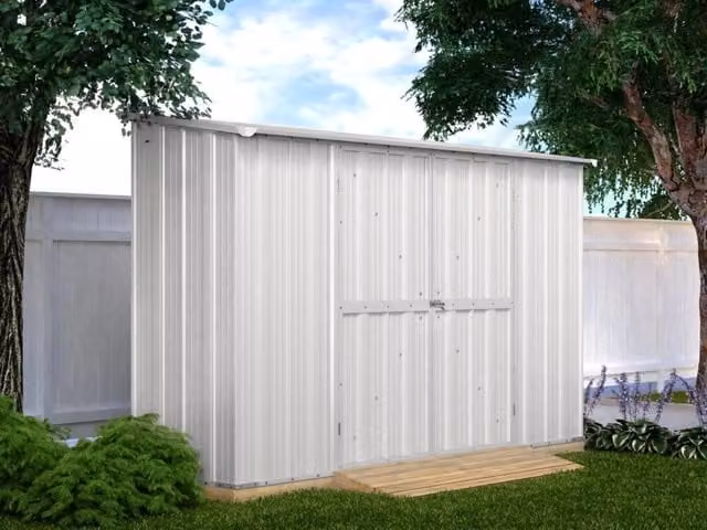 Casetta giardino Box in lamiera di Acciaio Zincato 307x100cm x h1.92m - 75KG - 3.07mq - BIANCO