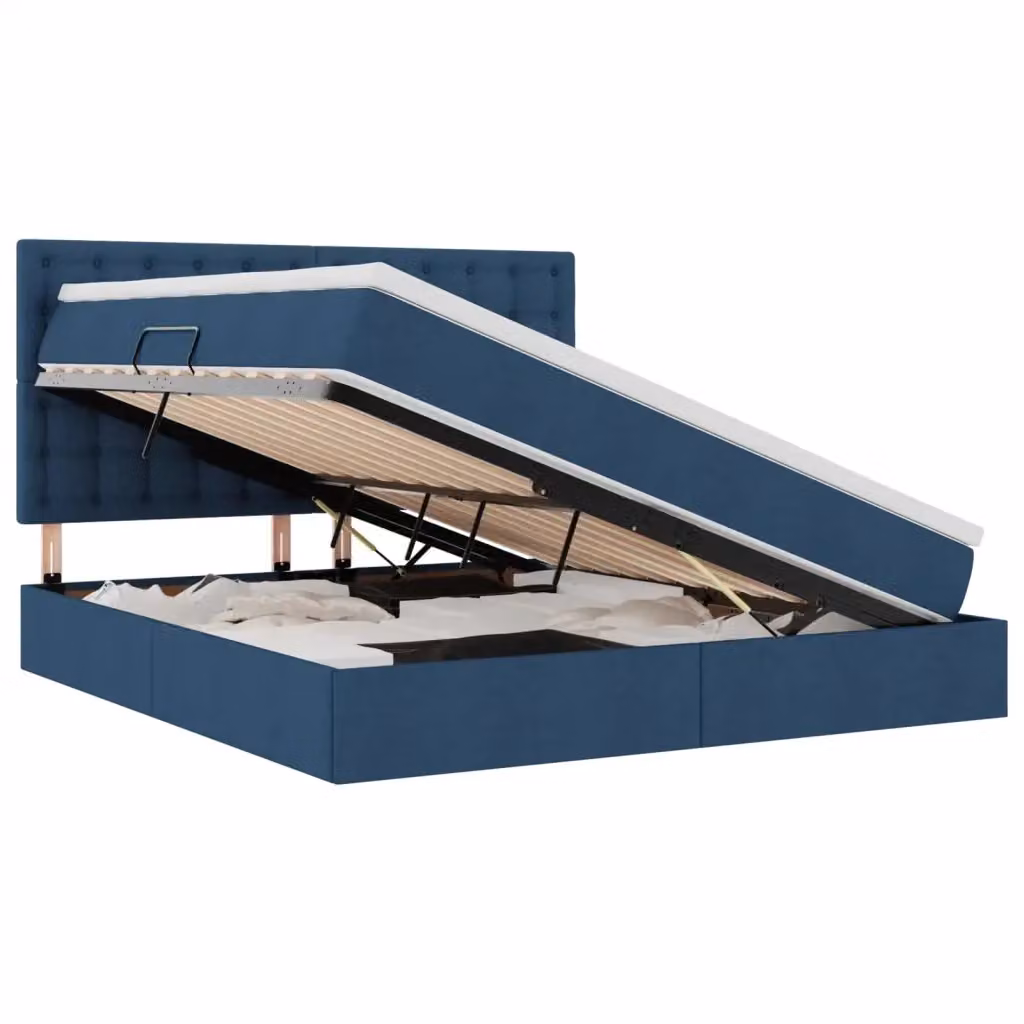 Letto con contenitore e illuminazione LED vidaXL in tessuto blu L 180 x P 200 cm – 2