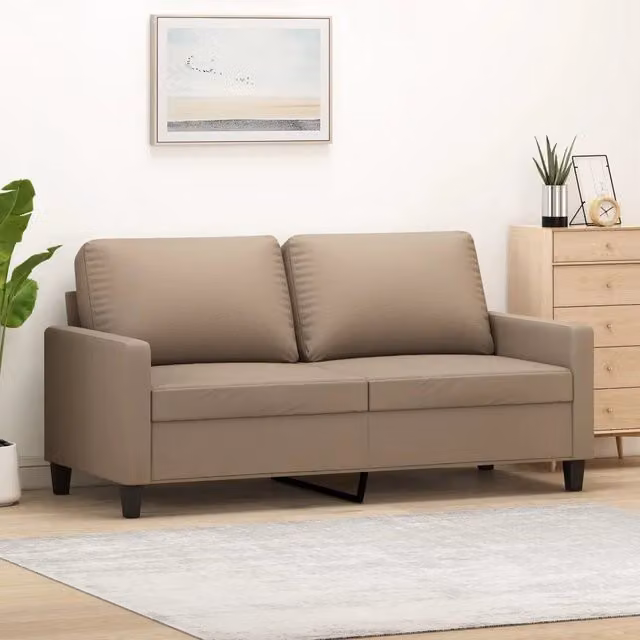 Divano a 2 Posti-Sofa 2 Posti Cappuccino 140 cm in Similpelle 875394