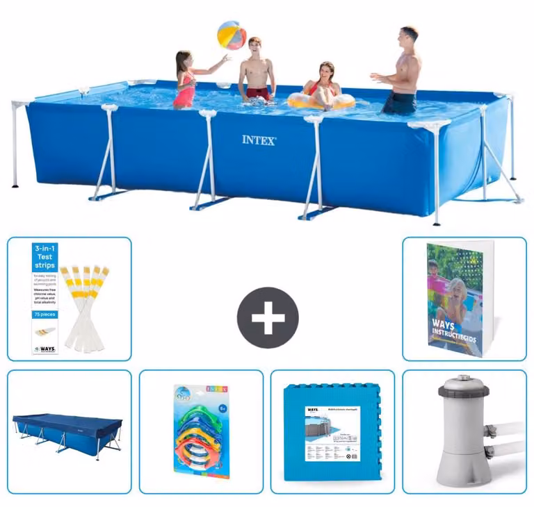 Piscina fuori terra rettangolare - 450x220x84 cm - composta da 5 elementi, modello S48
