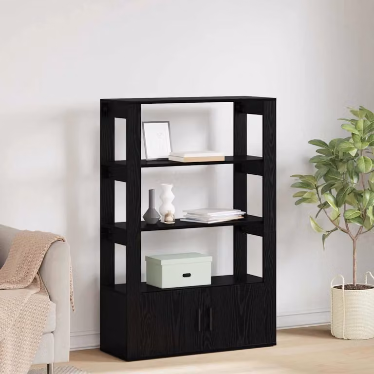 Credenza moderna vidaXL in legno ingegnerizzato nero L 80 x P 30 x H 119.5 cm