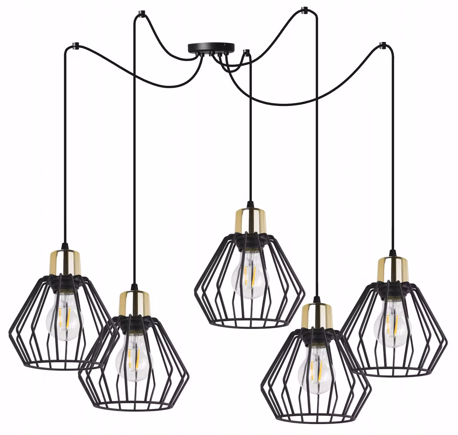 Lampada a sospensione, lampadario da soffitto, paralume in filo metallico, LED