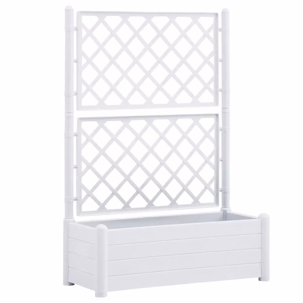 Fioriera da Giardino con Graticcio per Piante Rampicanti MERCATOXL, Colore Bianco, L 100 cm x P 43 cm x H 142 cm – 2