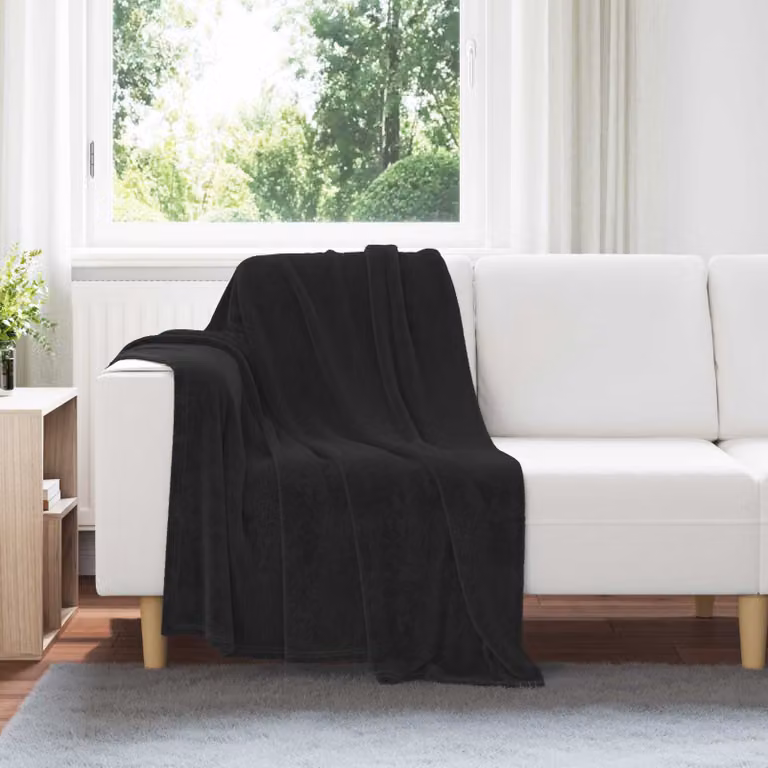 Coperta in pile morbida vidaXL Nero L: 130 cm x P: 150 cm