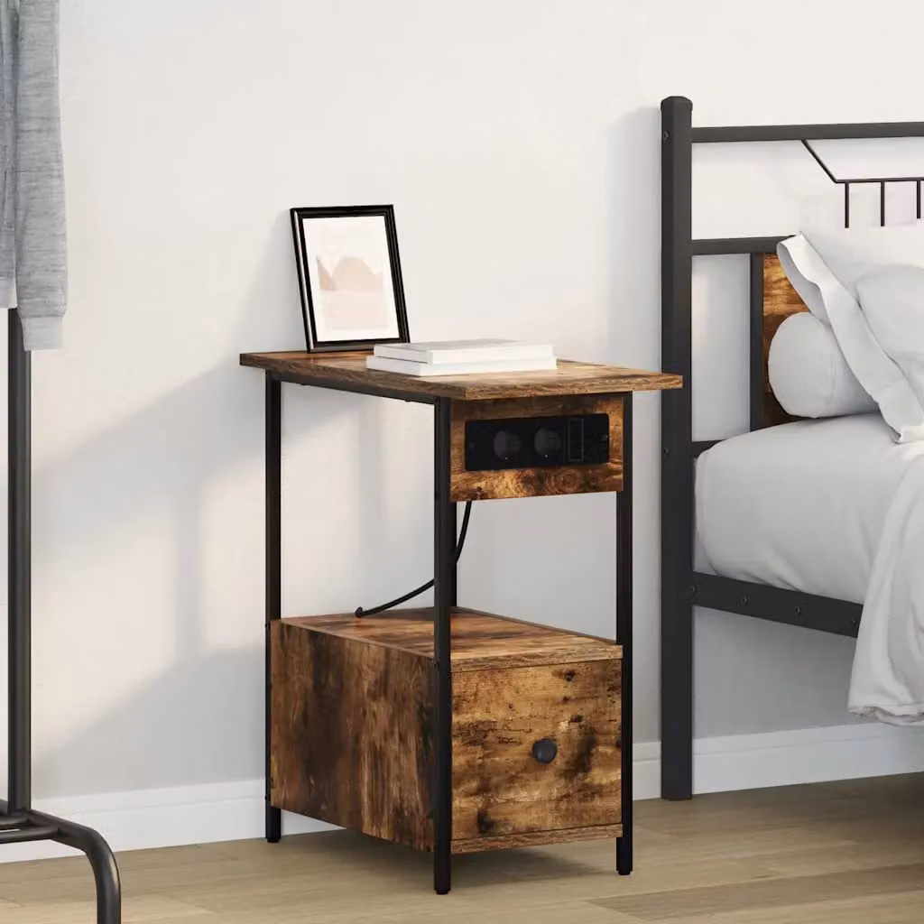 Armadio da notte vidaXL in stile rustico color marrone, L: 60 cm, P: 30 cm, H: 61 cm