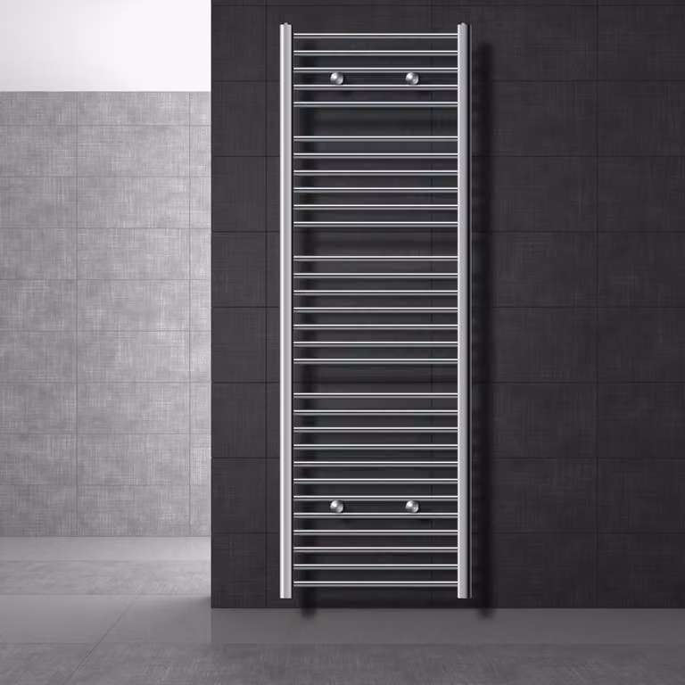 LuxeBath radiatore per bagno Sahara, 600x1800 mm, cromo, diritto con attacco laterale, senza elemento riscaldante
