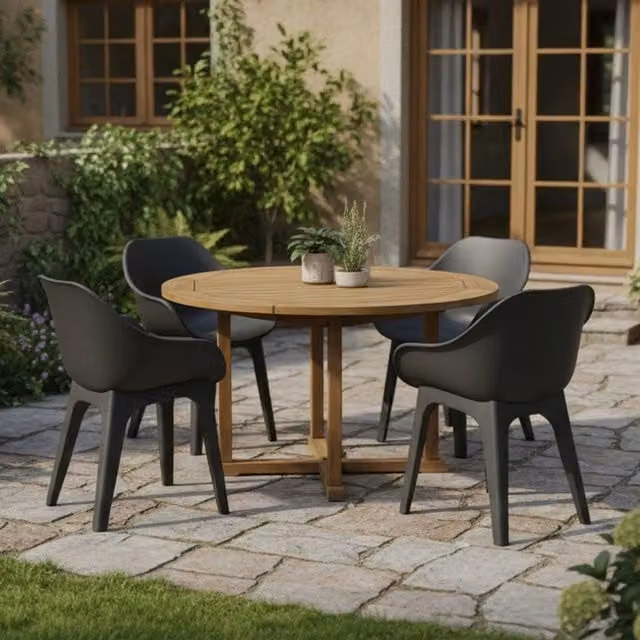 Set di 4 sedie da esterno Beachfield DMORA Made in Italy, Nero Antracite con braccioli