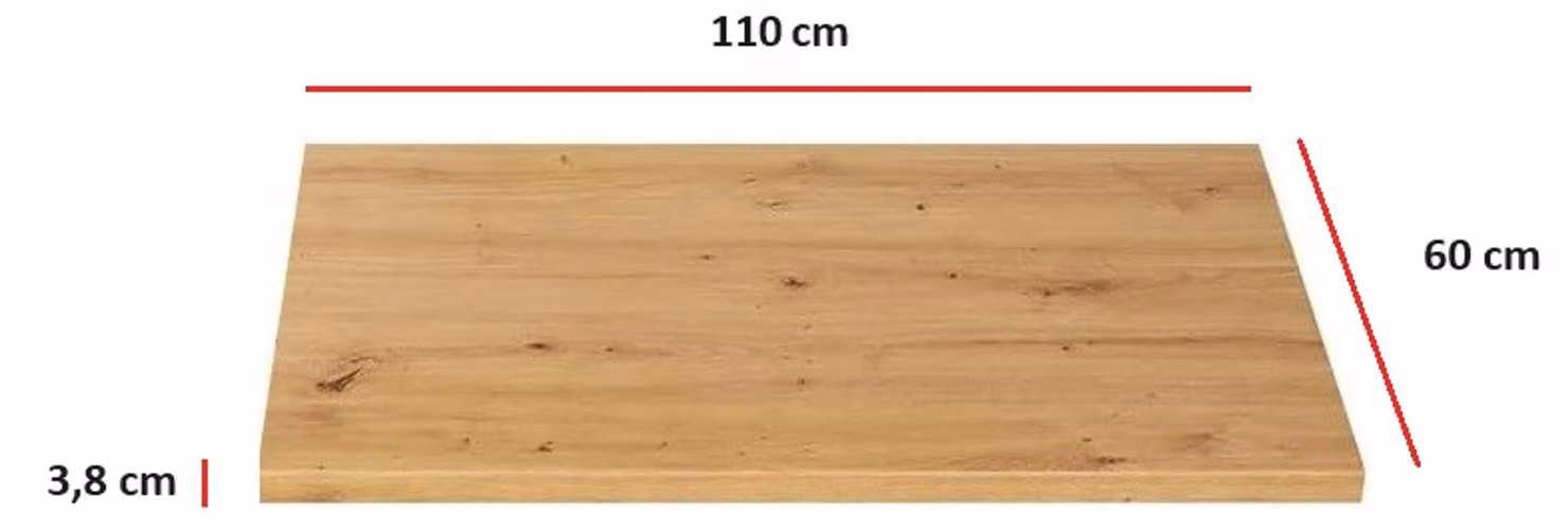 Piano di lavoro per cucina, 110 cm, spessore 38 mm, per cucina lineare o blocco cucina, finitura "Eiche Artisan Eko Stilo"
