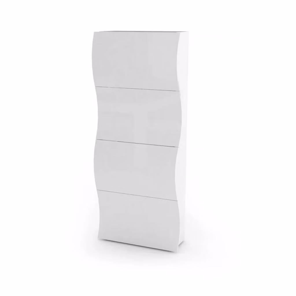 Scarpiera Adaz DMORA, Mobile Portascarpe da Ingresso con 4 Ante a Ribalta, Bianco Lucido, L: 71 cm, P: 27 cm, H: 162 cm – 2