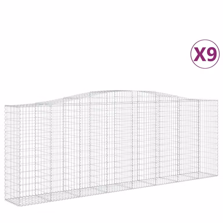 Cesti Gabbioni ad Arco 9 pz 400x50x140/160 cm Ferro Zincato