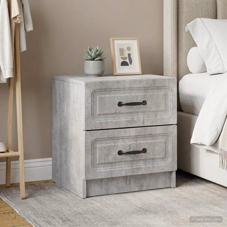 Set di 2 Armadi da Notte vidaXL Moderno Grigio Cemento L 43 cm, P 34,5 cm, H 44,5 cm
