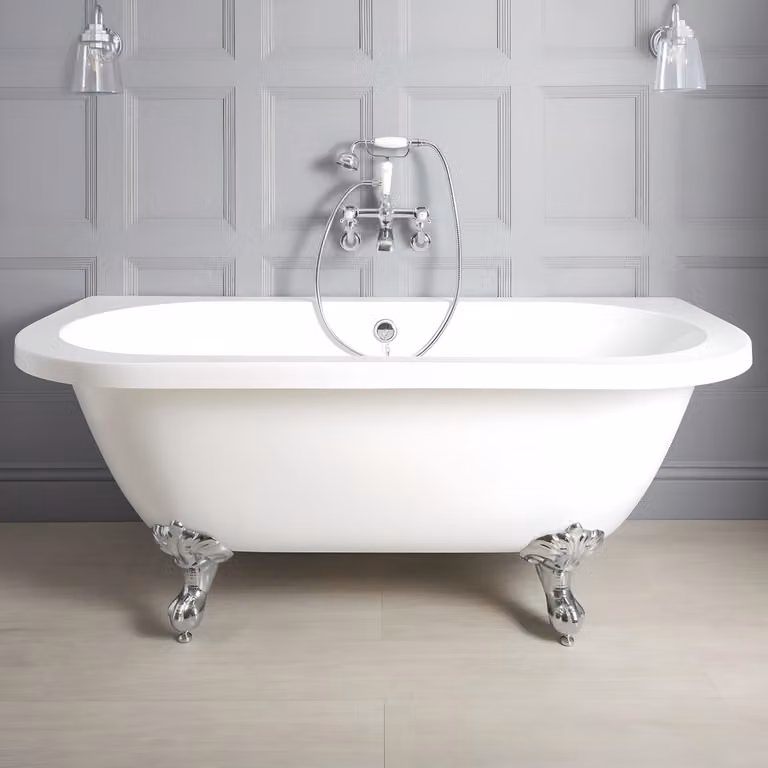 Vasca Freestanding Tradizionale Bianca a Parete 1685x780mm - Piedini cromati - Stile Classico - Richmond