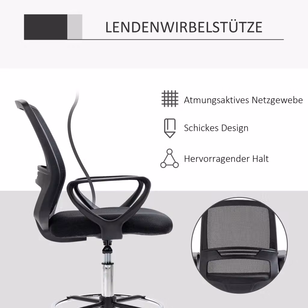 Sedia da ufficio girevole REDOM nera con braccioli e ruote, L: 68 cm, P: 66 cm, H: 100-120 cm – 2