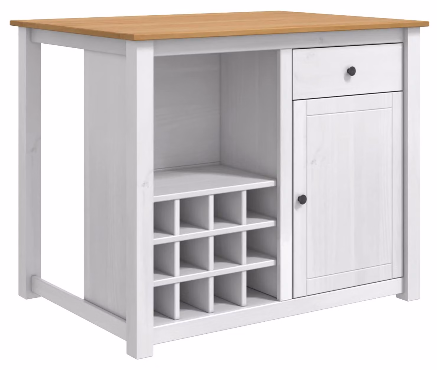 Carrello da Cucina PANAMA 2 pcs Bianco e Cera di Miele