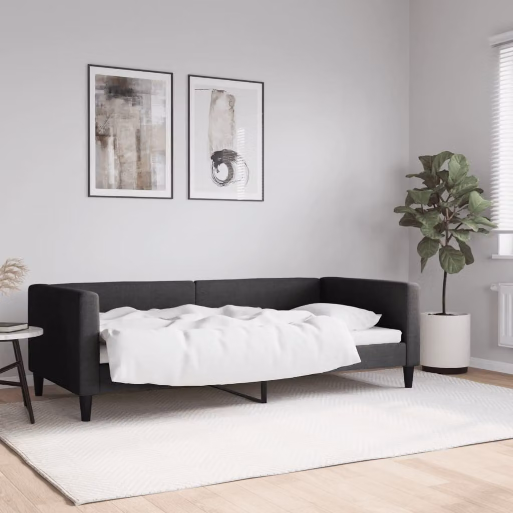 Maison Exclusive - Letto a giorno nero, 90x190 cm, rivestito in tessuto