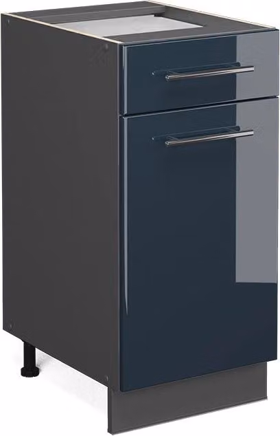 Mobiletto base per cucina Vicco Fame-Line Blu scuro lucido/Antracite L: 40 cm