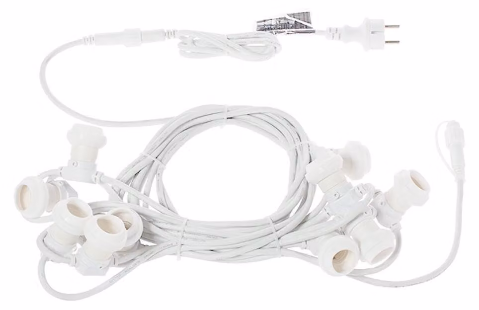 Kit cavi con 10 portalampade E27, lunghezza 10 metri, grado di protezione IP44, colore nero