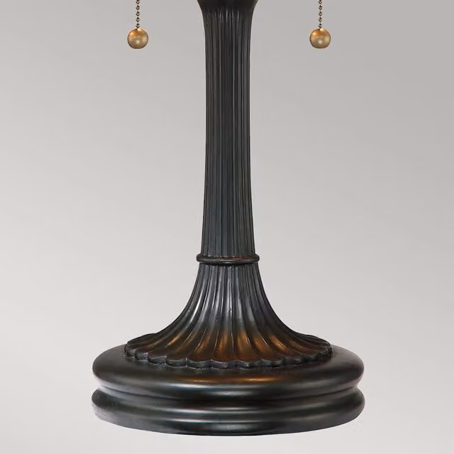 Lampada Da Scrivania Tiffany Larissa Metallo Bronzo Vintage 2 Luci E27