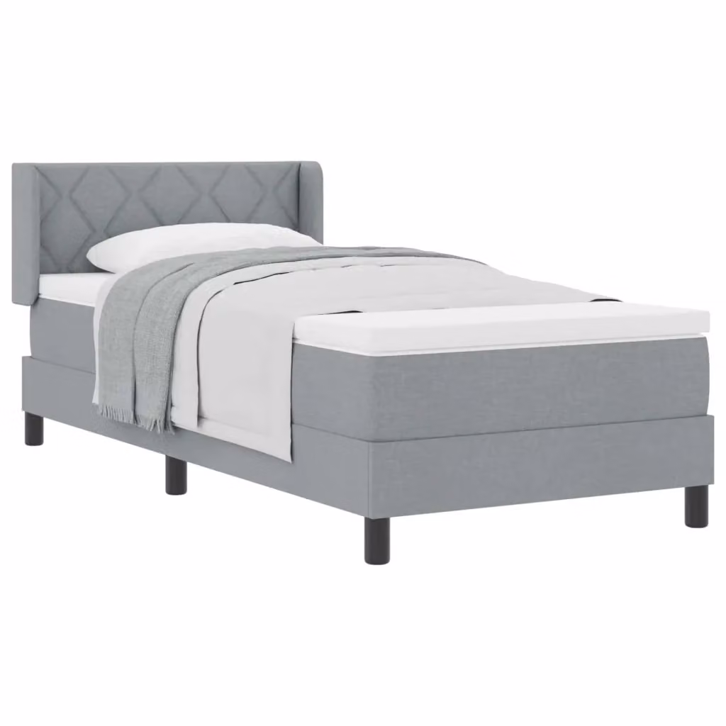 Letto a molle con testiera vidaXL in tessuto grigio L: 90 cm, P: 200 cm – 2