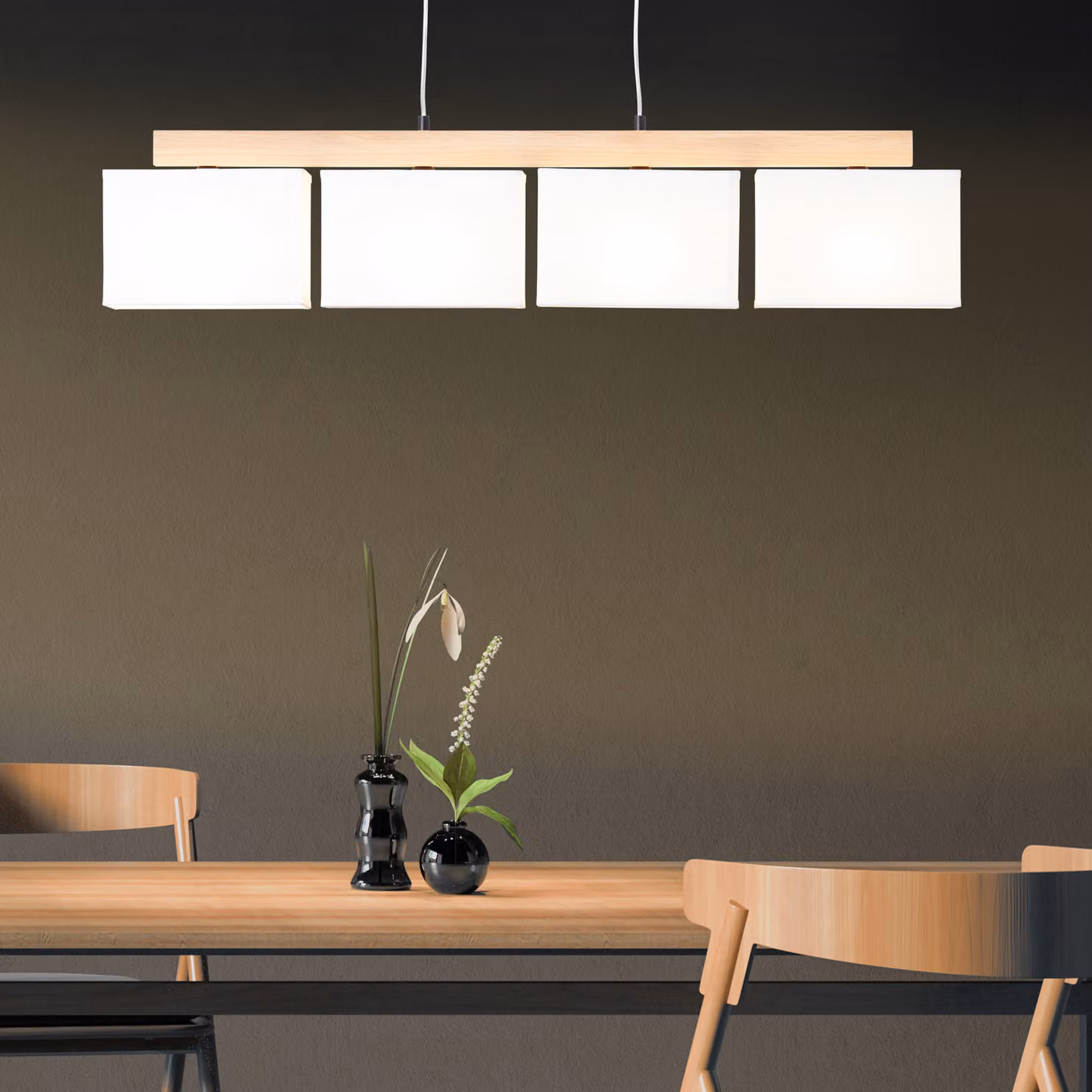 BRILLANTE Lampada a sospensione Rayan 4flg rovere oliato/bianco 99441/35