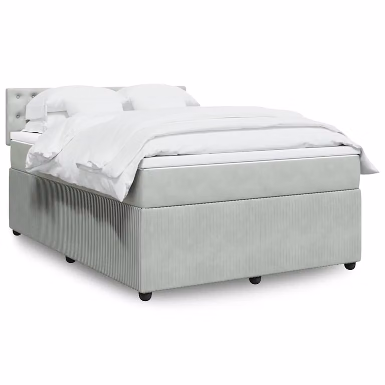 Giroletto a molle con materasso vidaXL in velluto grigio chiaro, L/P/H: 140 x 200 cm