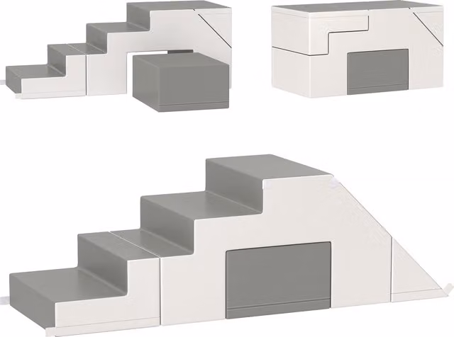 HOMCOM Gioco di Arrampicata e Scivolo per Bambini in Pelle Sintetica e Schiuma EPE, Grigio, L/P/H: 86 x 49 x 47 cm