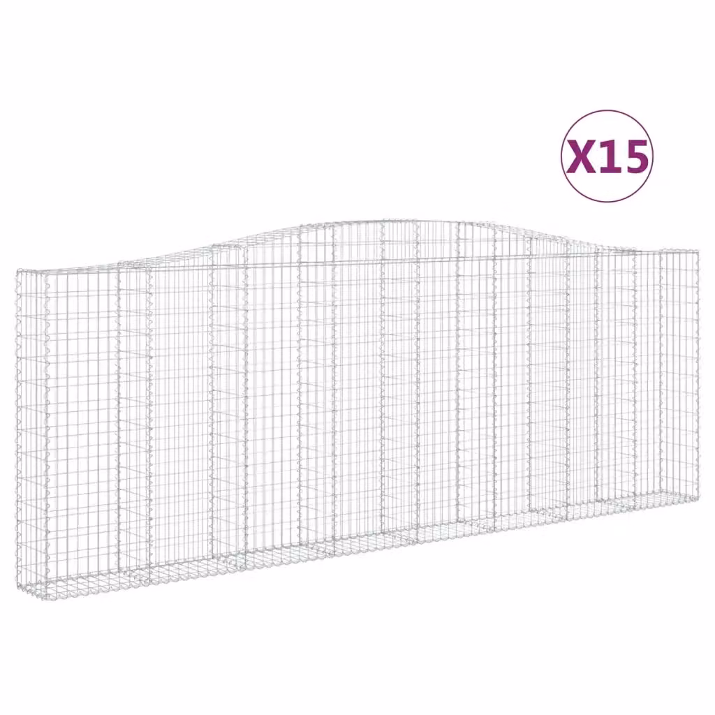 Set di 15 Cesti Gabbioni ad Arco Videx in Acciaio Zincato Argento L: 400 cm, P: 30 cm, H: 140/160 cm – 2
