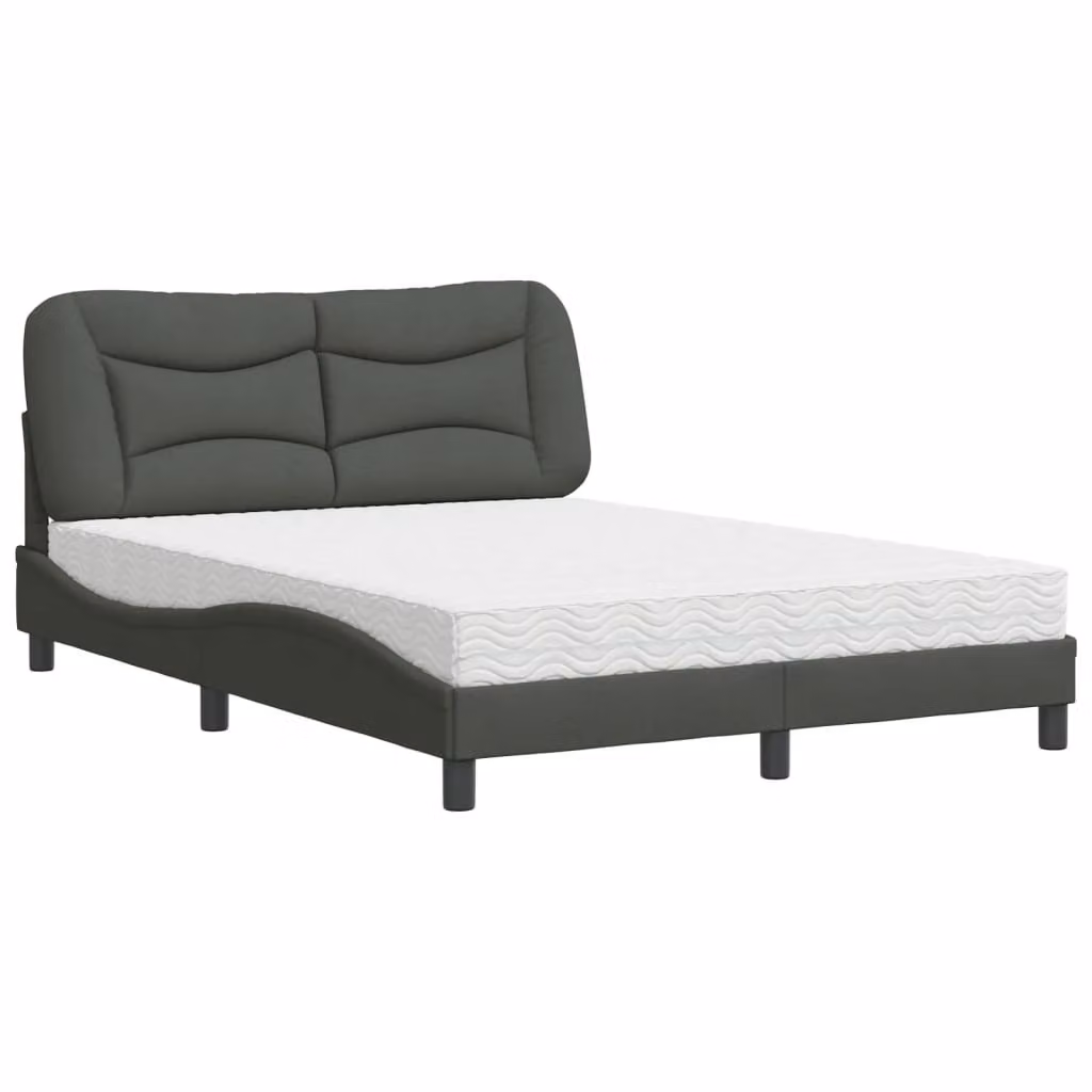 Letto con Materasso Hvar Grigio Scuro 140x200cm Tessuto