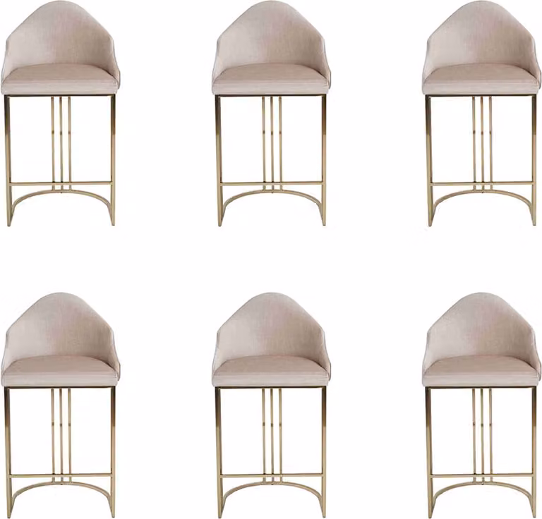 Stilvoll Esstisch 6x Stühle Beige Lehnstuhl Möbel Einrichtung Sitzpolster Stühle