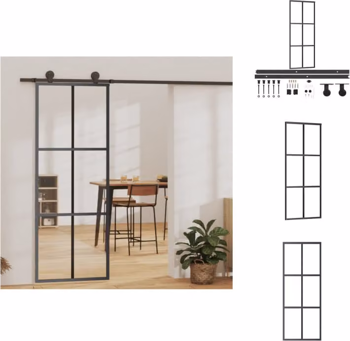 vidaXL Porta scorrevole con raccordo ESG in vetro e alluminio 76x205 cm - Porte