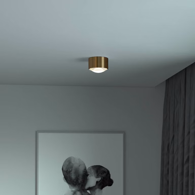Top Light Puk! 120 One spot LED soffitto lente, ottone One, dimmerabile, Ottone / Oro, Soggiorno / Sala da pranzo, Alluminio, Moderno