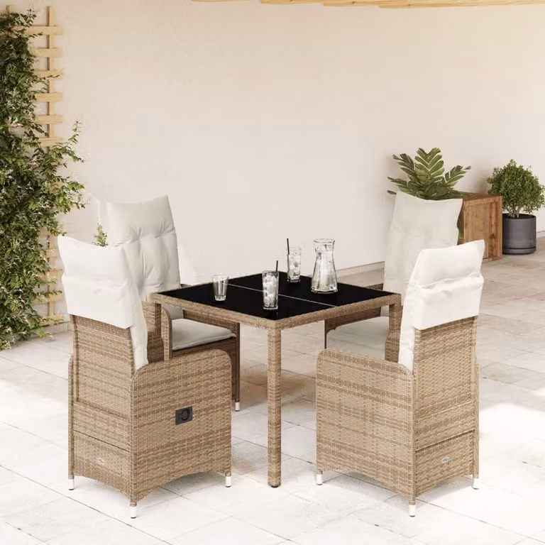 Maison Exclusive - Set da giardino bistrot 5 pezzi con cuscini beige in polyrattan