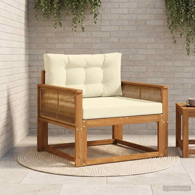 Divano centrale da esterno vidaXL in legno di acacia massello naturale per giardino e terrazzo