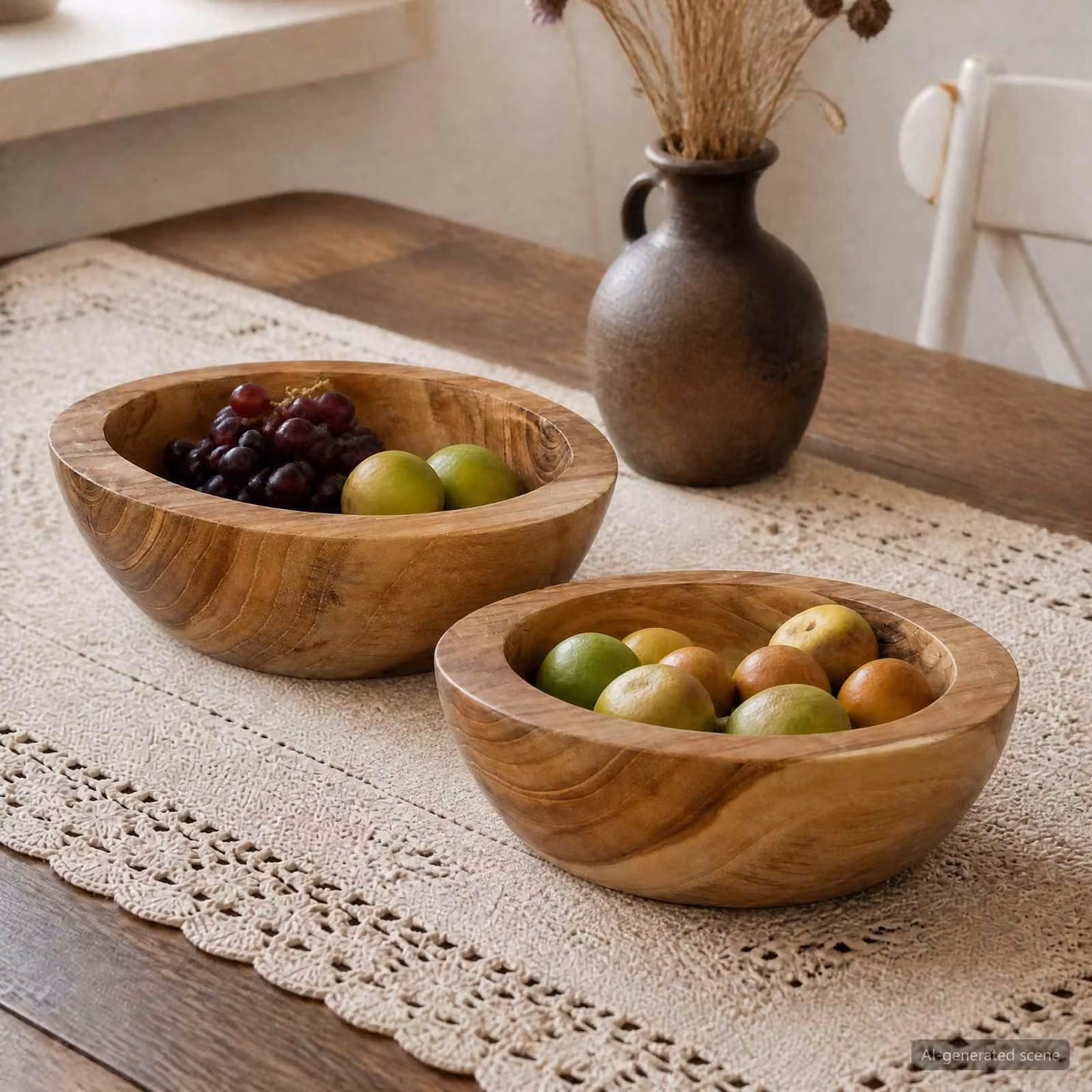 Set di 2 portafrutta vidaXL JEPARA in legno di teak solido, colore marrone