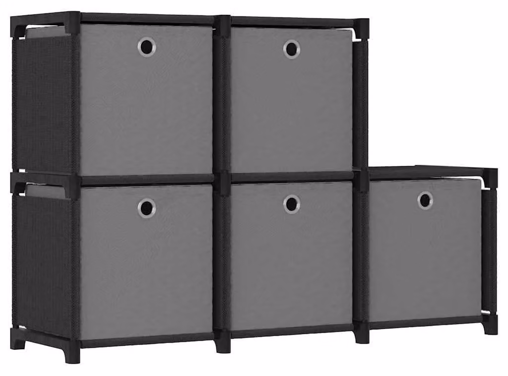 Espositore con 5 cubi e contenitori, colore nero