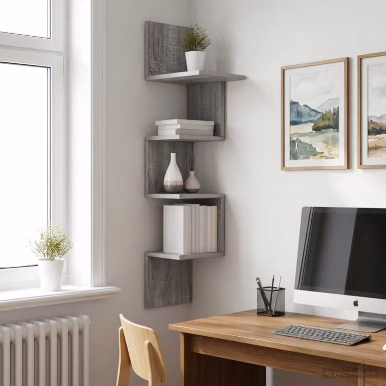 Scaffale da parete moderno vidaXL in MDF grigio L 32 cm x P 21 cm x H 107 cm