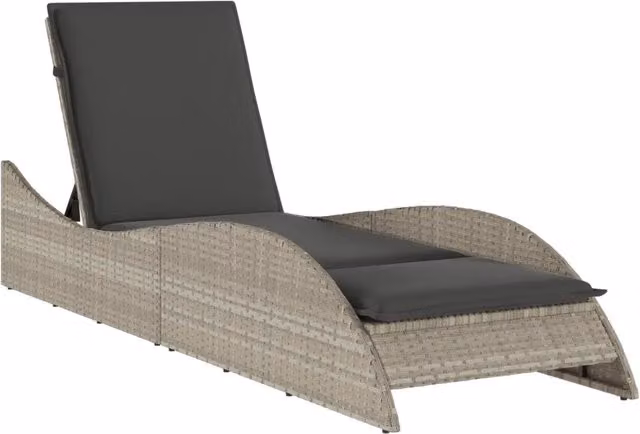 Sdraio da giardino Outsunny in polyrattan con cuscino grigio chiaro, L/P/H: 205 x 60 x 73 cm – 1