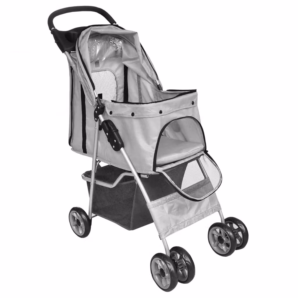 vidaXL Pet Buggy cane/gatto passeggino da viaggio pieghevole grigio