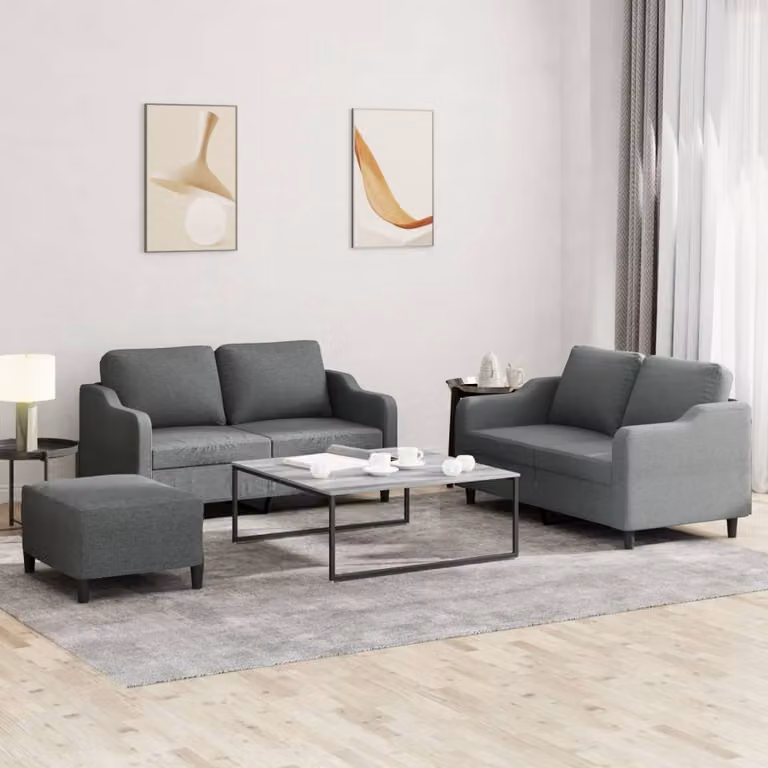 Maison Exclusive - Set divano a 3 pezzi con cuscini in tessuto grigio scuro